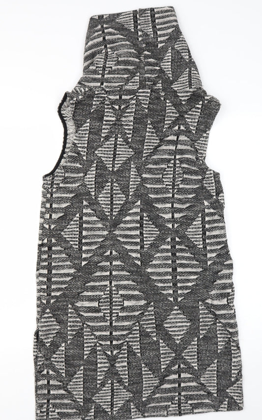 Oasis Womens Black  Cotton Jumper Dress  Size M  Roll Neck