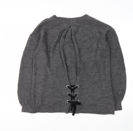 Womens UK Size M Papaya Grey Pullover Jumper