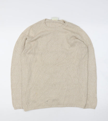 JOIE DE VIURE Womens Beige Round Neck  Cotton Blend Pullover Jumper Size 10