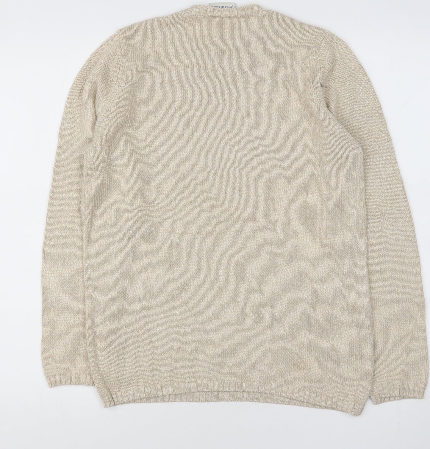 JOIE DE VIURE Womens Beige Round Neck  Cotton Blend Pullover Jumper Size 10