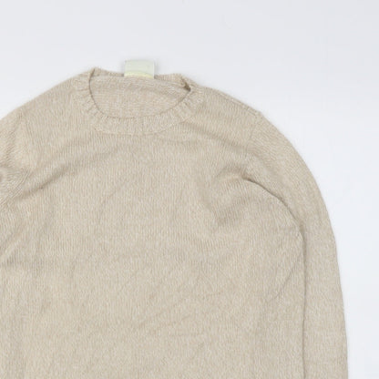 JOIE DE VIURE Womens Beige Round Neck  Cotton Blend Pullover Jumper Size 10