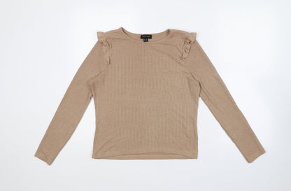 Womens UK Size 12 New Look Beige Jersey T-Shirt
