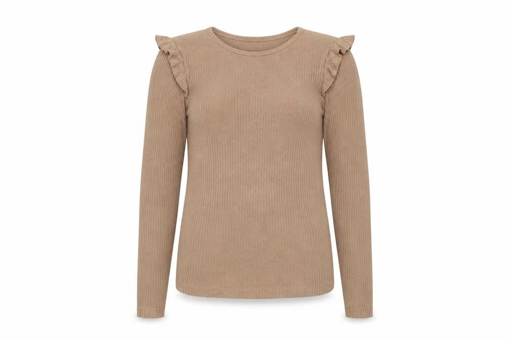 Womens UK Size 12 New Look Beige Jersey T-Shirt