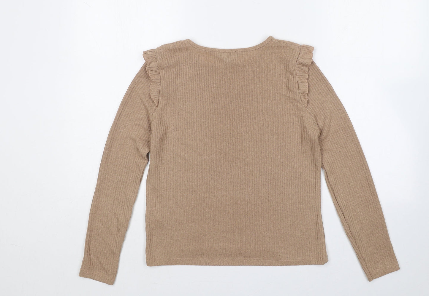 Womens UK Size 12 New Look Beige Jersey T-Shirt