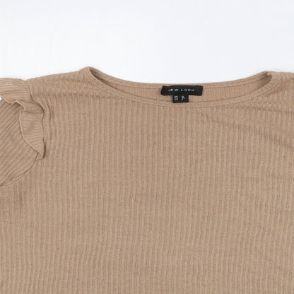 Womens UK Size 12 New Look Beige Jersey T-Shirt