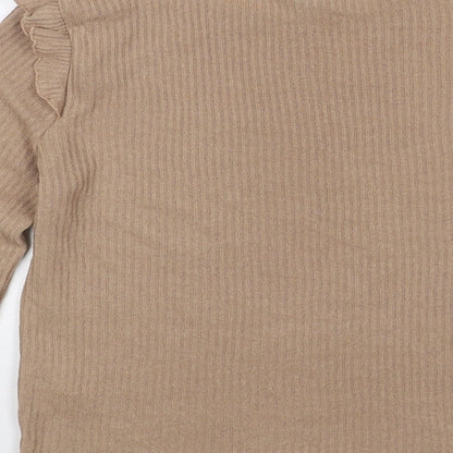 Womens UK Size 12 New Look Beige Jersey T-Shirt
