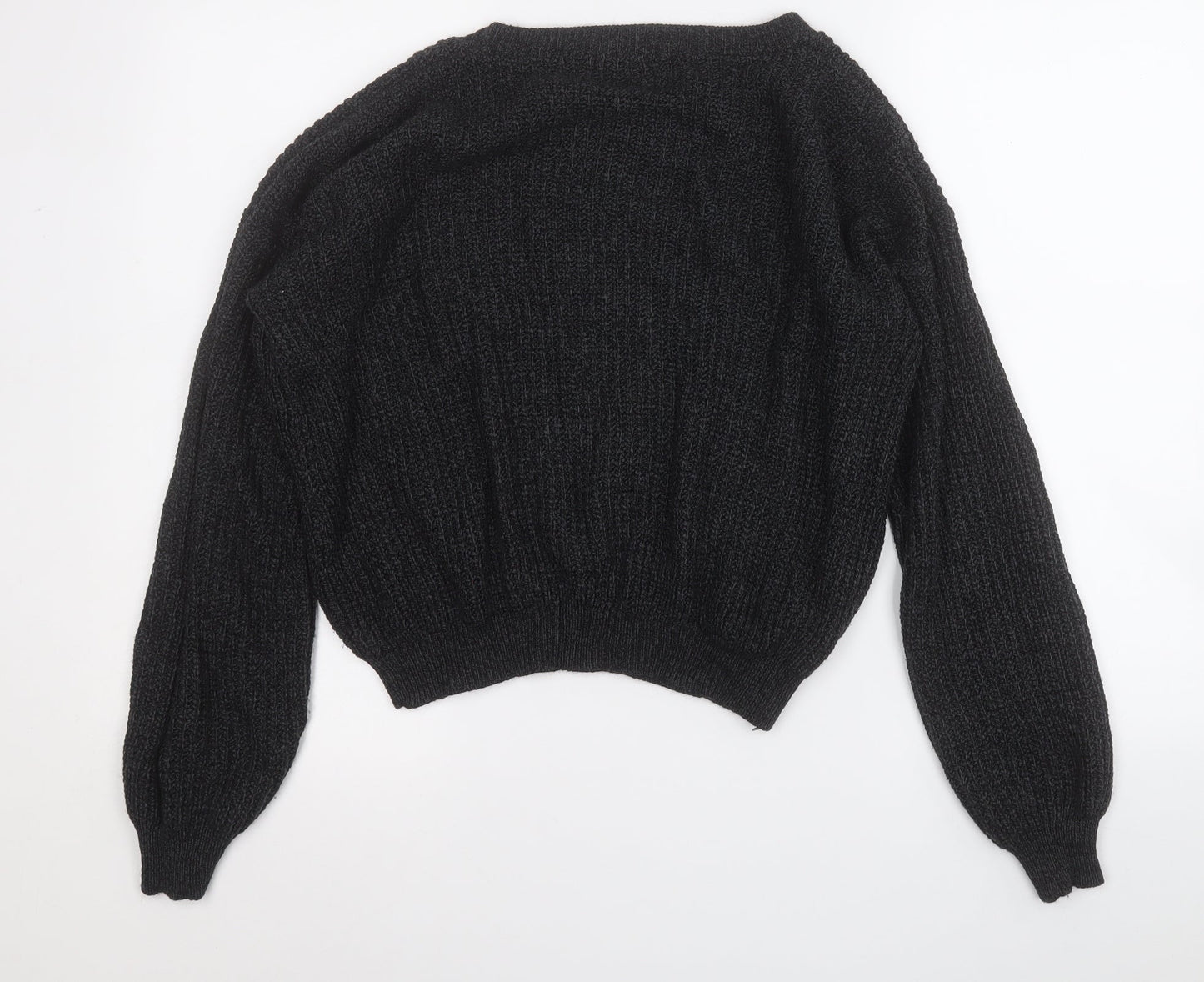 Boohoo Womens Grey Round Neck  Acrylic Pullover Jumper Size S