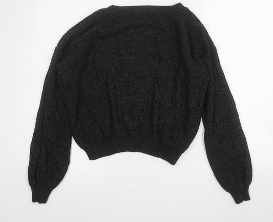 Boohoo Womens Grey Round Neck  Acrylic Pullover Jumper Size S