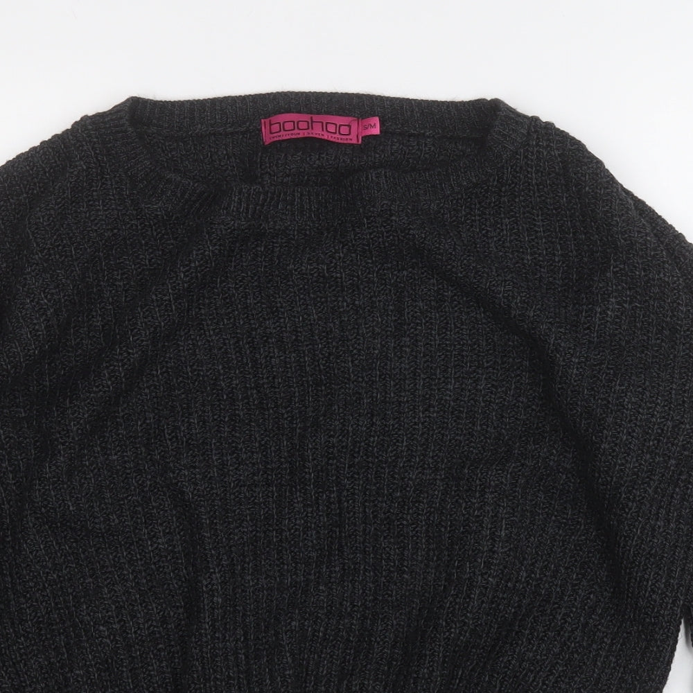 Boohoo Womens Grey Round Neck  Acrylic Pullover Jumper Size S