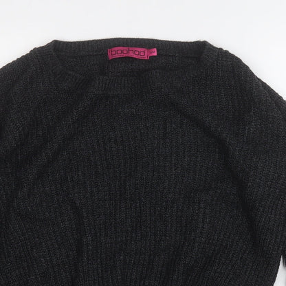 Boohoo Womens Grey Round Neck  Acrylic Pullover Jumper Size S