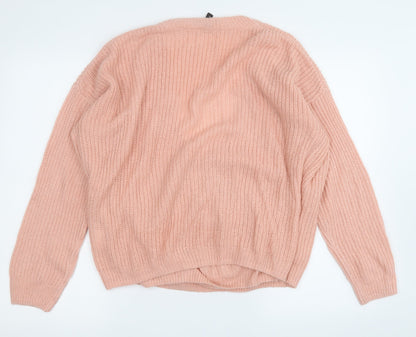 Womens UK Size L Divided Pink Pullover Jumper