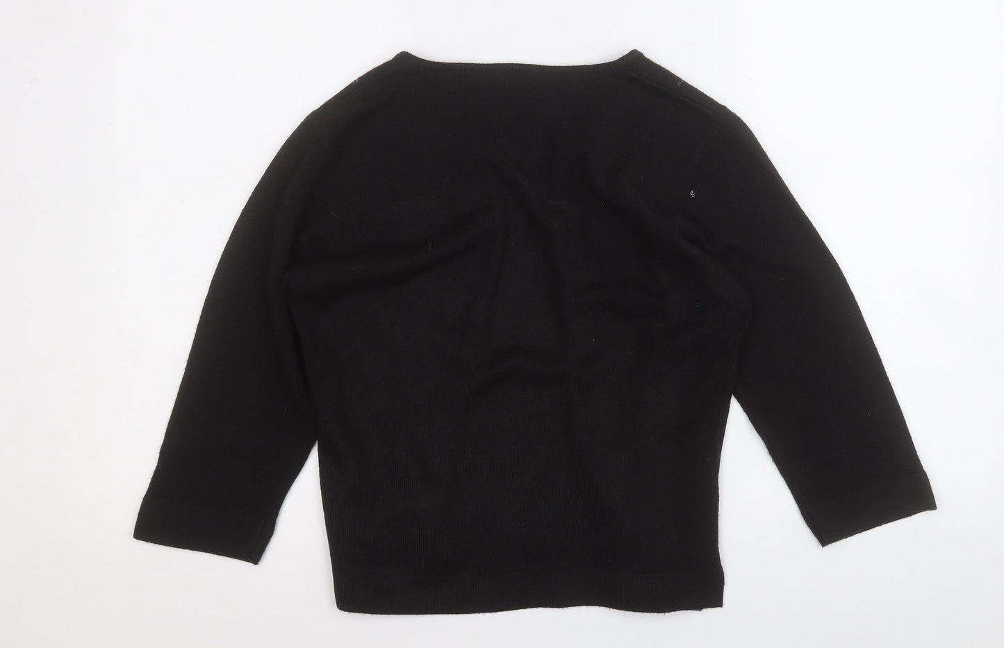 BHS Womens Black Round Neck Geometric Acrylic Cardigan Jumper Size 10   - sequins