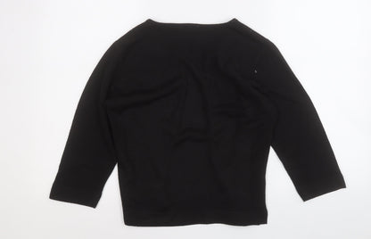 BHS Womens Black Round Neck Geometric Acrylic Cardigan Jumper Size 10   - sequins