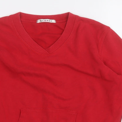 George Womens Red  Cotton Pullover Hoodie Size 8