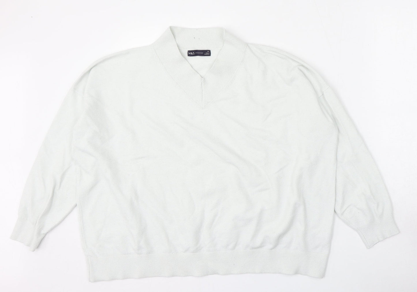 Marks and Spencer Womens Clear V-Neck  Viscose Pullover Jumper Size XL