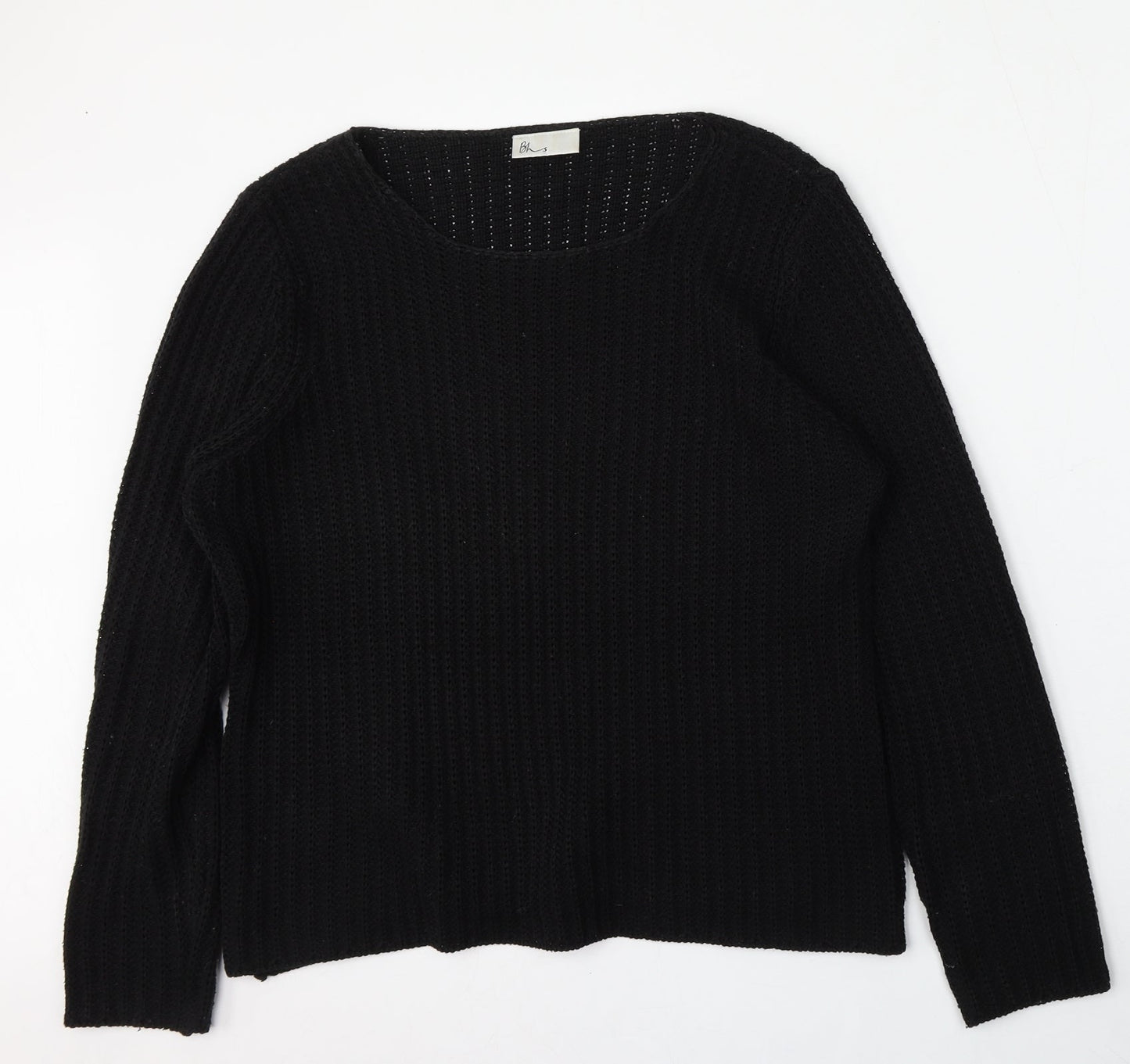 BHS Womens Black Round Neck  Polyester Pullover Jumper Size L