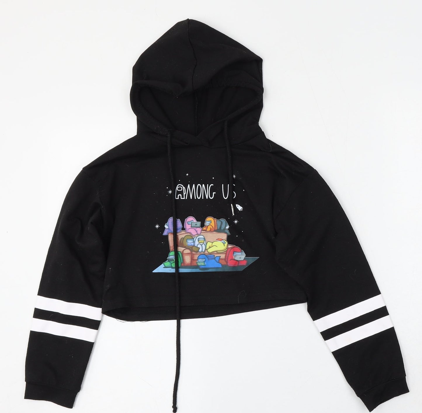 Fancyoube Girls Black  Cotton Pullover Hoodie Size 10-11 Years  Tie - Among us