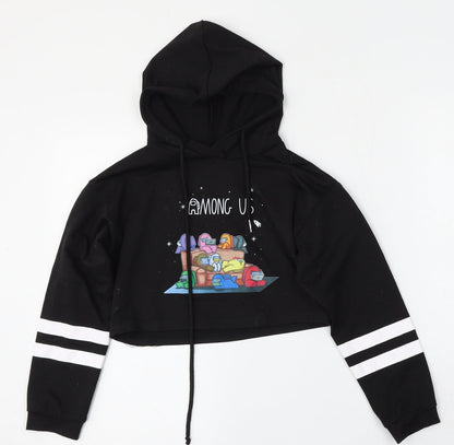 Fancyoube Girls Black  Cotton Pullover Hoodie Size 10-11 Years  Tie - Among us