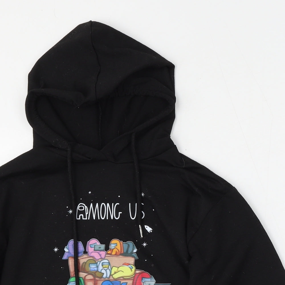 Fancyoube Girls Black  Cotton Pullover Hoodie Size 10-11 Years  Tie - Among us