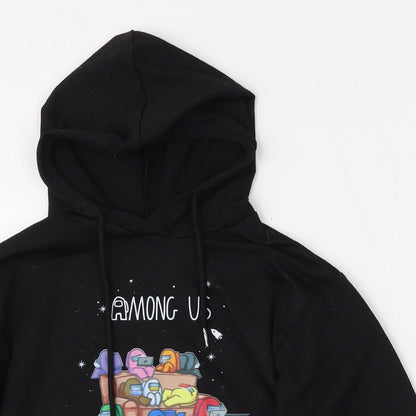 Fancyoube Girls Black  Cotton Pullover Hoodie Size 10-11 Years  Tie - Among us