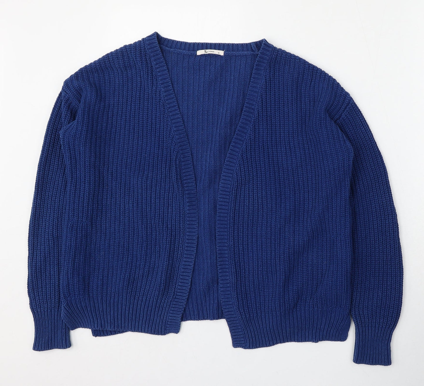 TU Womens Blue V-Neck  Cotton Cardigan Jumper Size 10