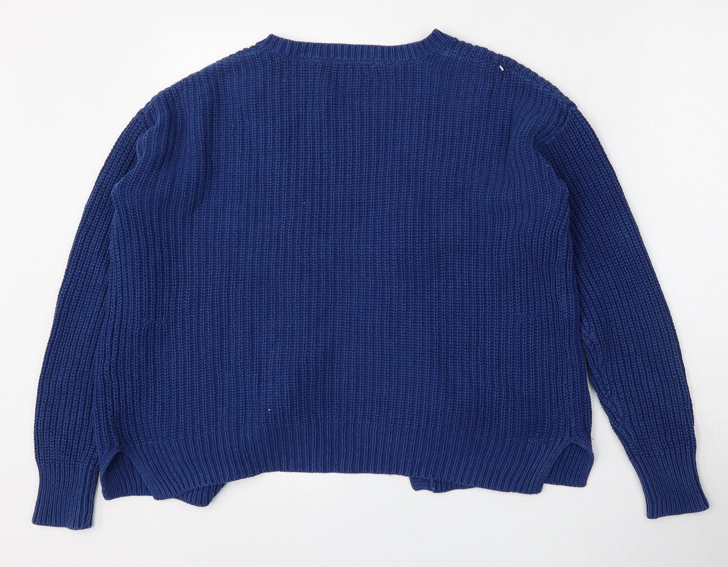 TU Womens Blue V-Neck  Cotton Cardigan Jumper Size 10