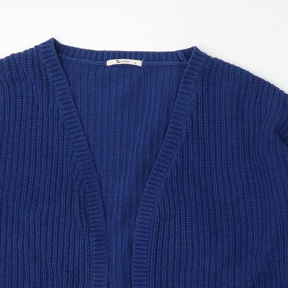 TU Womens Blue V-Neck  Cotton Cardigan Jumper Size 10