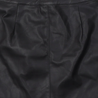 Divided by H&M Womens Black  Polyurethane A-Line Skirt Size 8   Snap