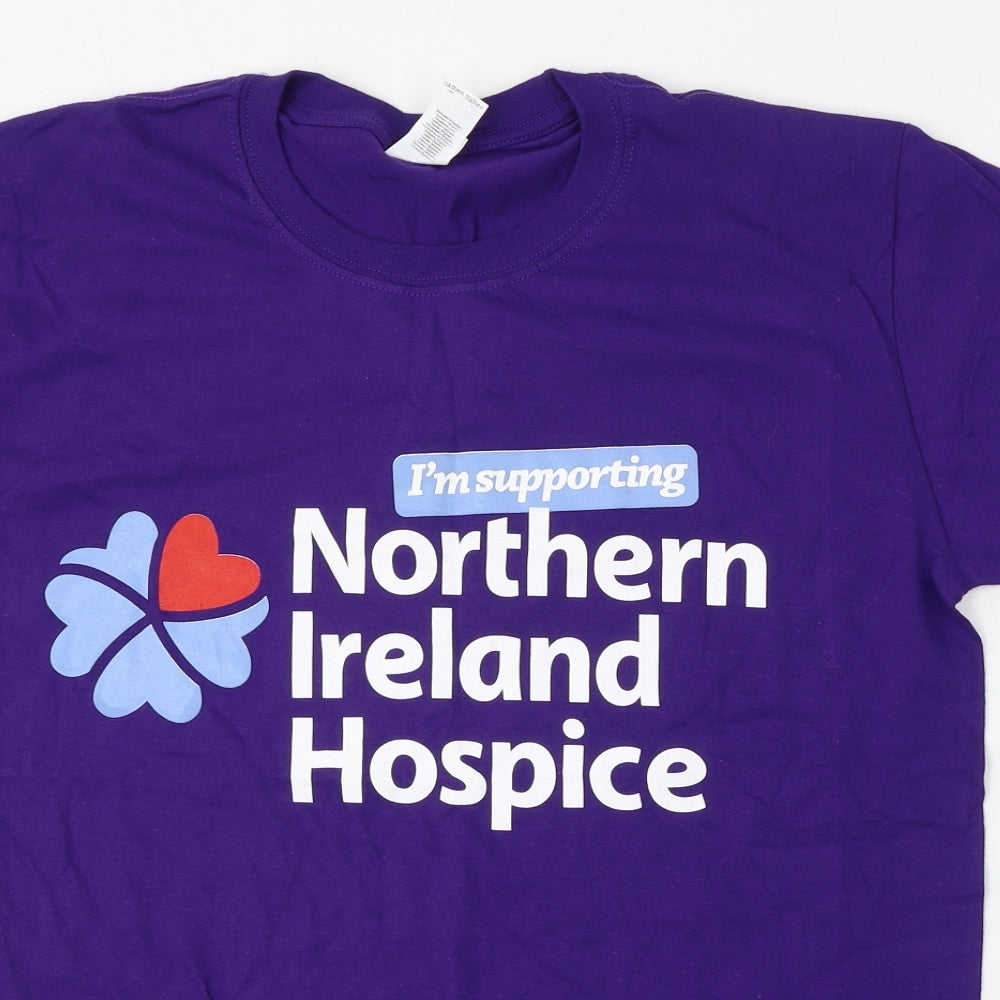 Northern Island Hospice Womens Purple  Cotton Basic T-Shirt Size L Round Neck