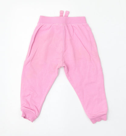 Dunnes Stores Girls Pink  Cotton Jogger Trousers Size 18 Months