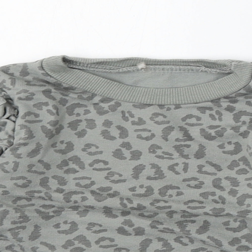 Chick Pea Girls Grey Animal Print Cotton Pullover Jumper Size 24 Months