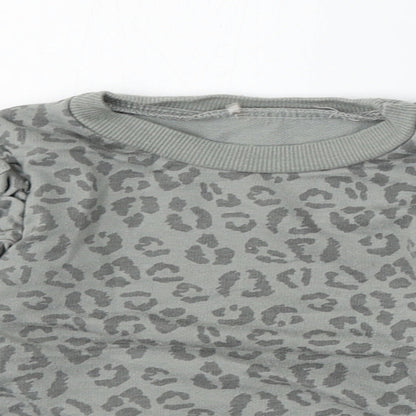 Chick Pea Girls Grey Animal Print Cotton Pullover Jumper Size 24 Months