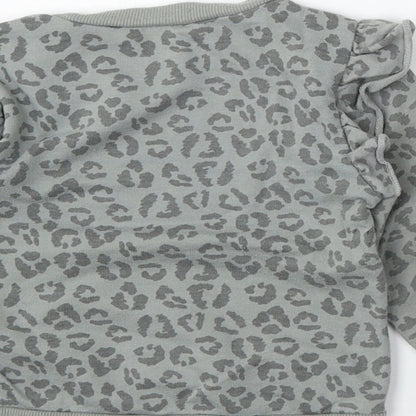 Chick Pea Girls Grey Animal Print Cotton Pullover Jumper Size 24 Months