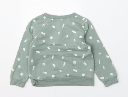 PL: Baby Girls Green Geometric Cotton Pullover Jumper Size 24 Months