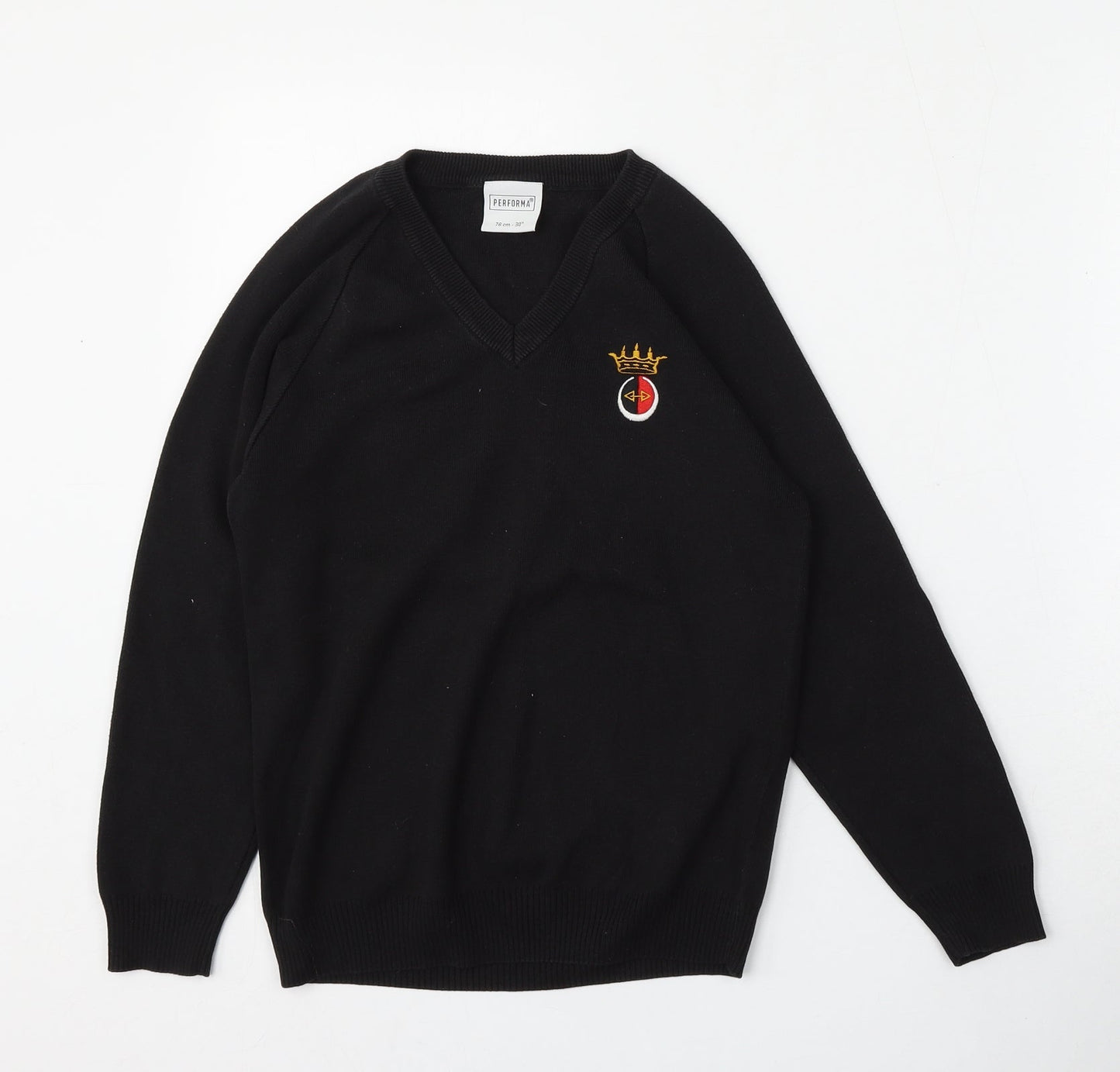 Performa Womens Black  Cotton Pullover Sweatshirt Size 2XS