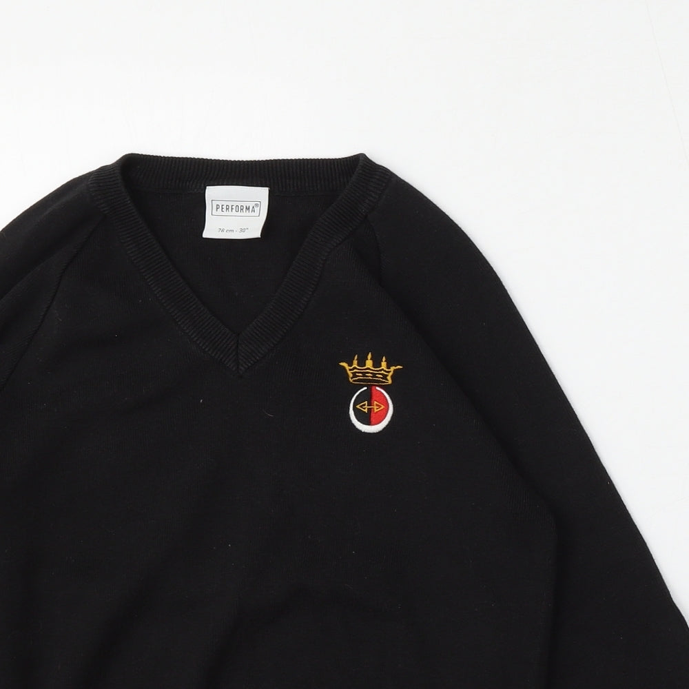 Performa Womens Black  Cotton Pullover Sweatshirt Size 2XS