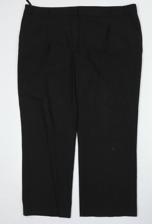 Womens UK Size 44 Marks and Spencer Regular Fit  Black Trousers
