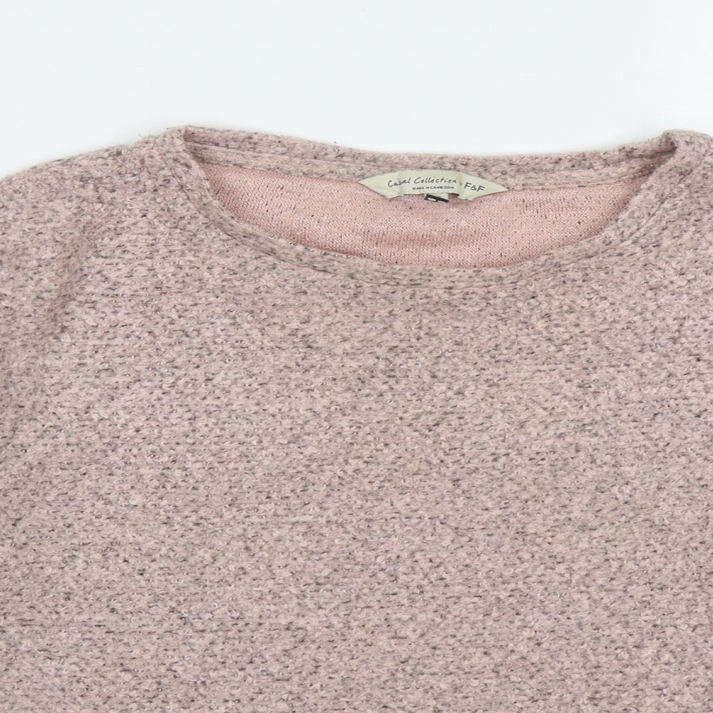 F&F Womens Pink Round Neck  Acrylic Pullover Jumper Size 8