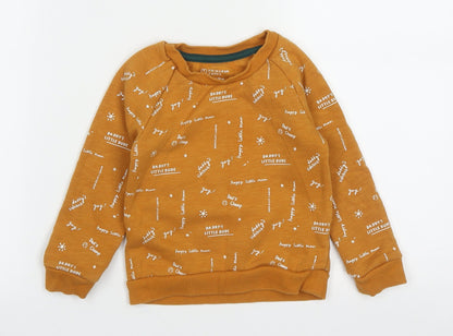 Primark Boys Brown Geometric Cotton Pullover Sweatshirt Size 2 Years