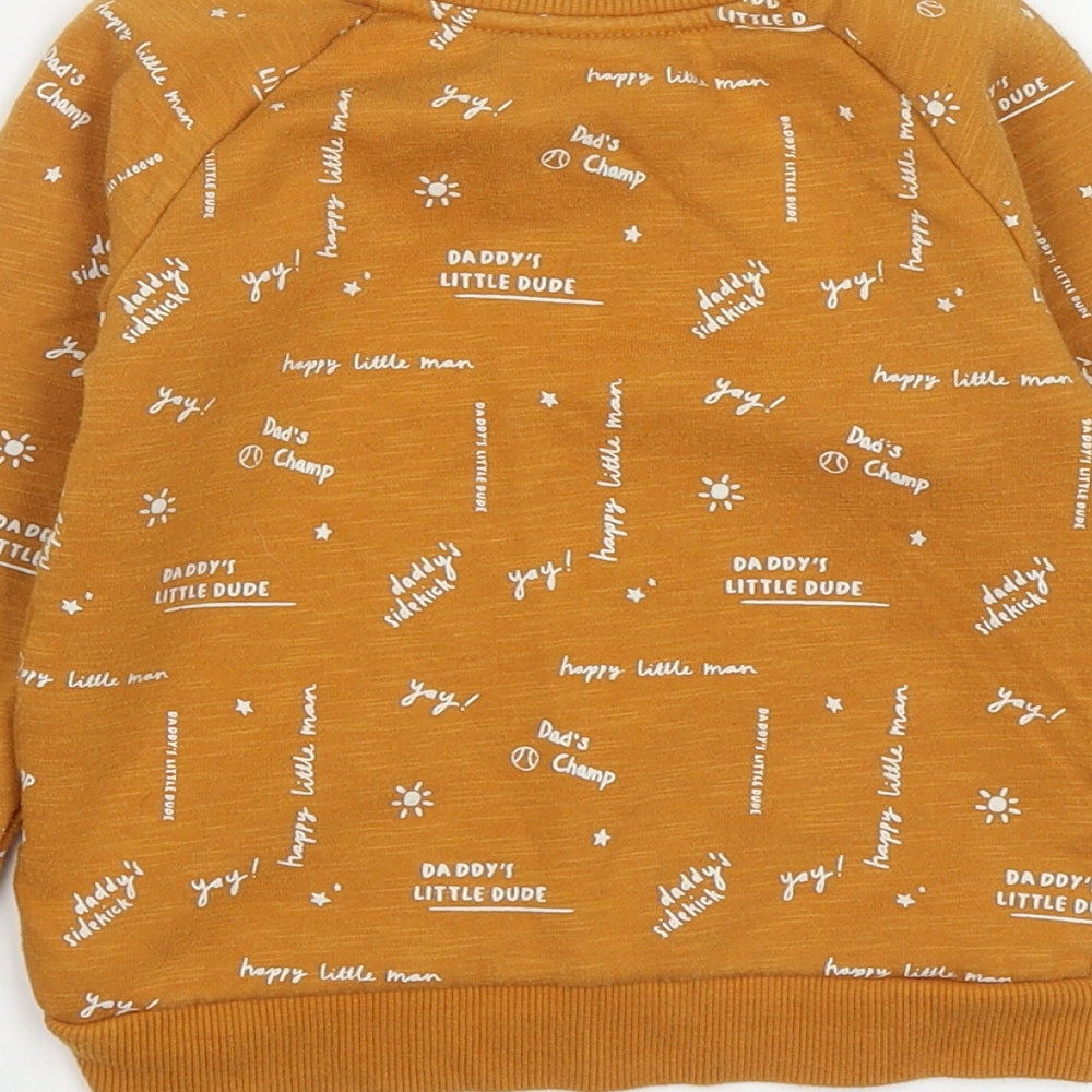 Primark Boys Brown Geometric Cotton Pullover Sweatshirt Size 2 Years