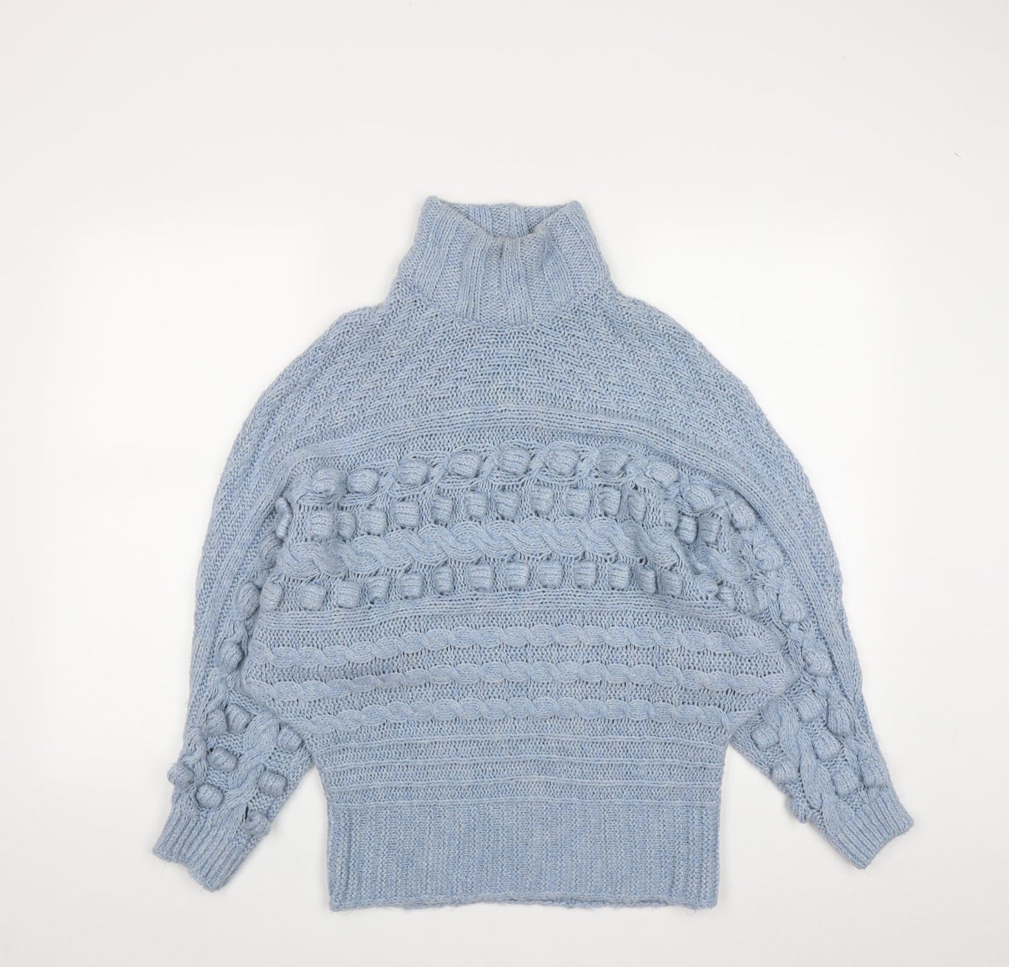 George Womens Blue High Neck  Acrylic Pullover Jumper Size 12   - Size12/14