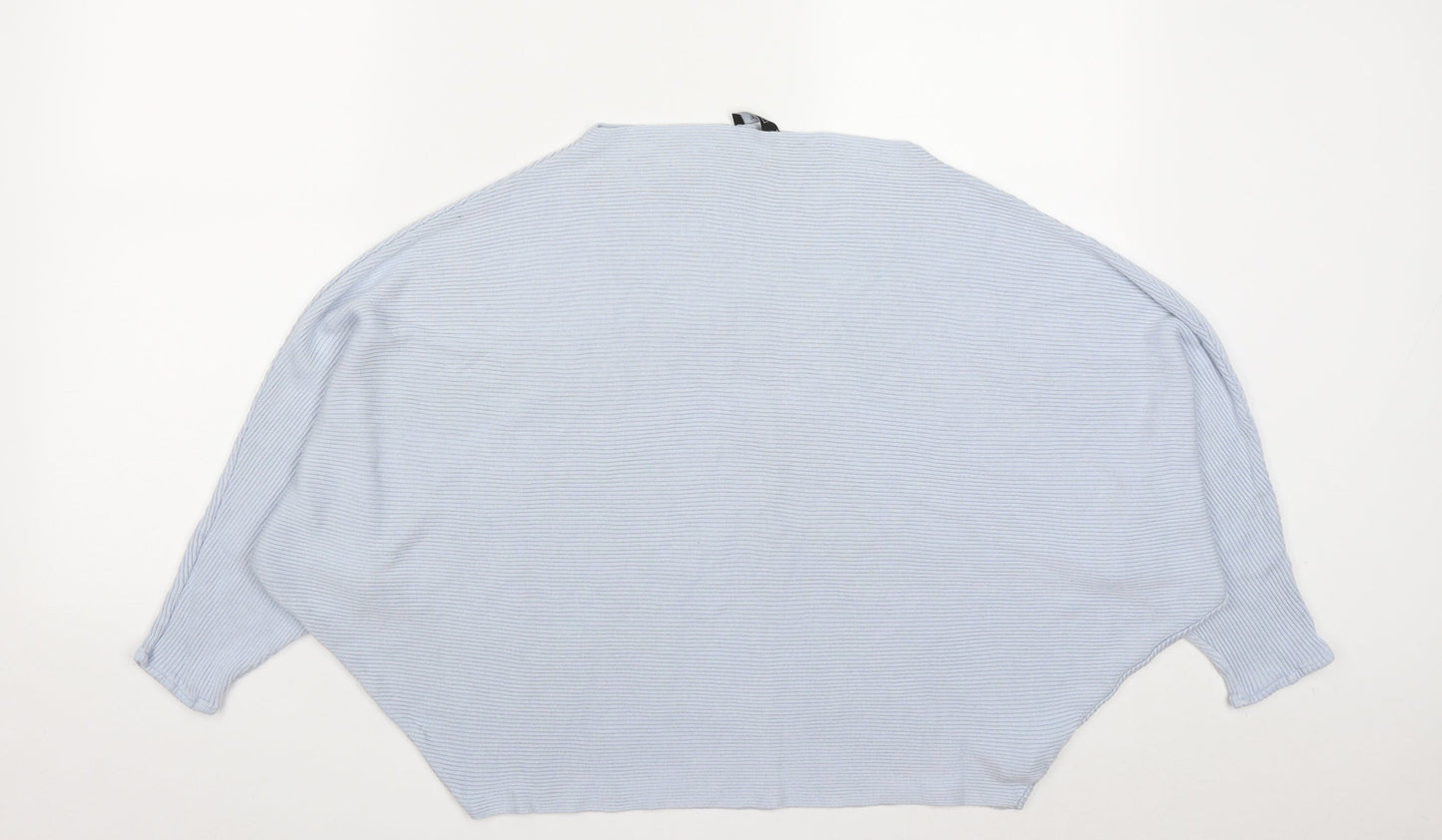 F&F Womens Blue Square Neck  Viscose Pullover Jumper Size 16