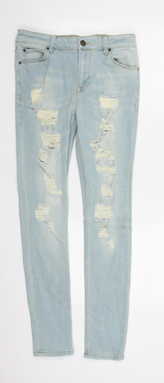 ASOS Womens Blue  Cotton Straight Jeans Size 30 in L29 in Regular Zip