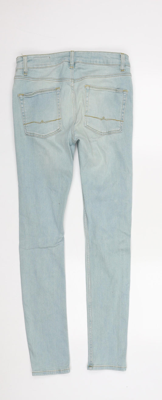 ASOS Womens Blue  Cotton Straight Jeans Size 30 in L29 in Regular Zip