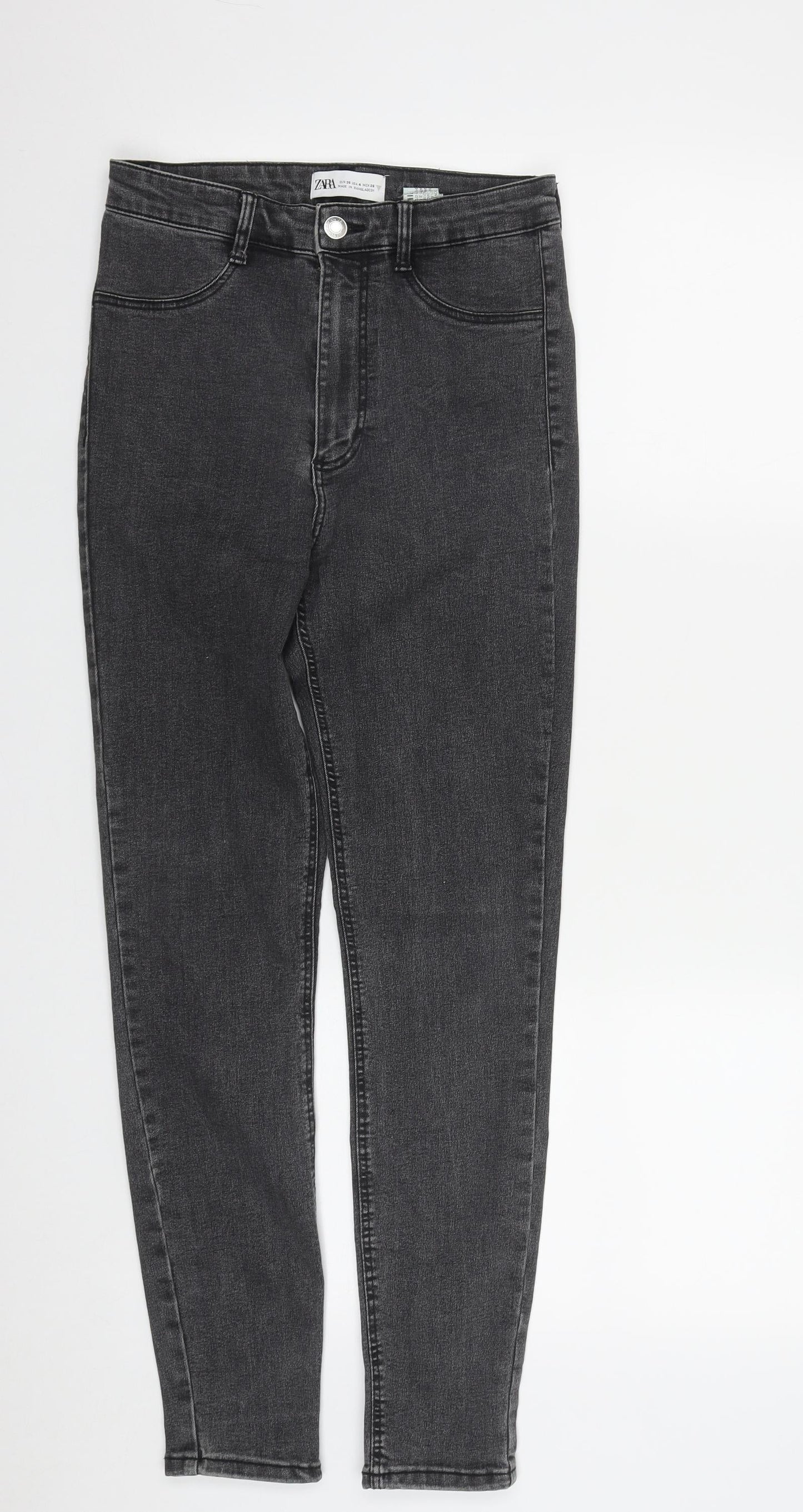 Zara Womens Black  Polyester Straight Jeans Size 8 L29 in Regular Zip