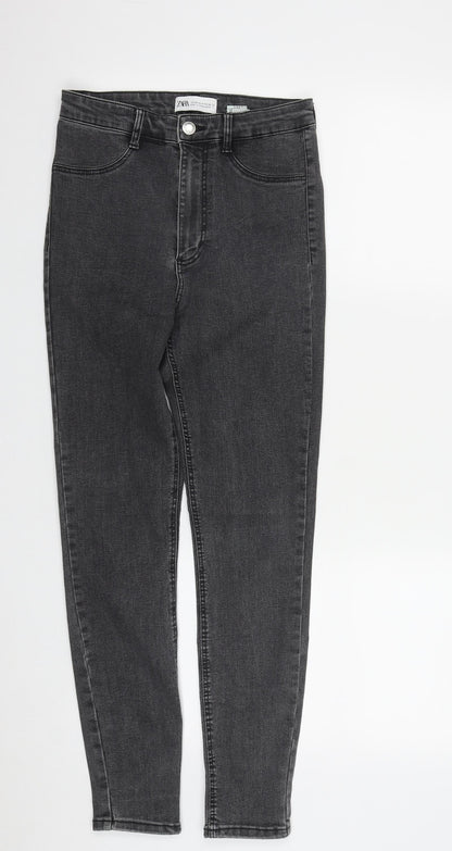 Zara Womens Black  Polyester Straight Jeans Size 8 L29 in Regular Zip