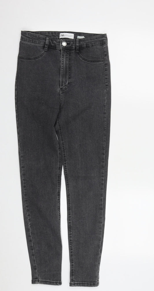 Zara Womens Black  Polyester Straight Jeans Size 8 L29 in Regular Zip