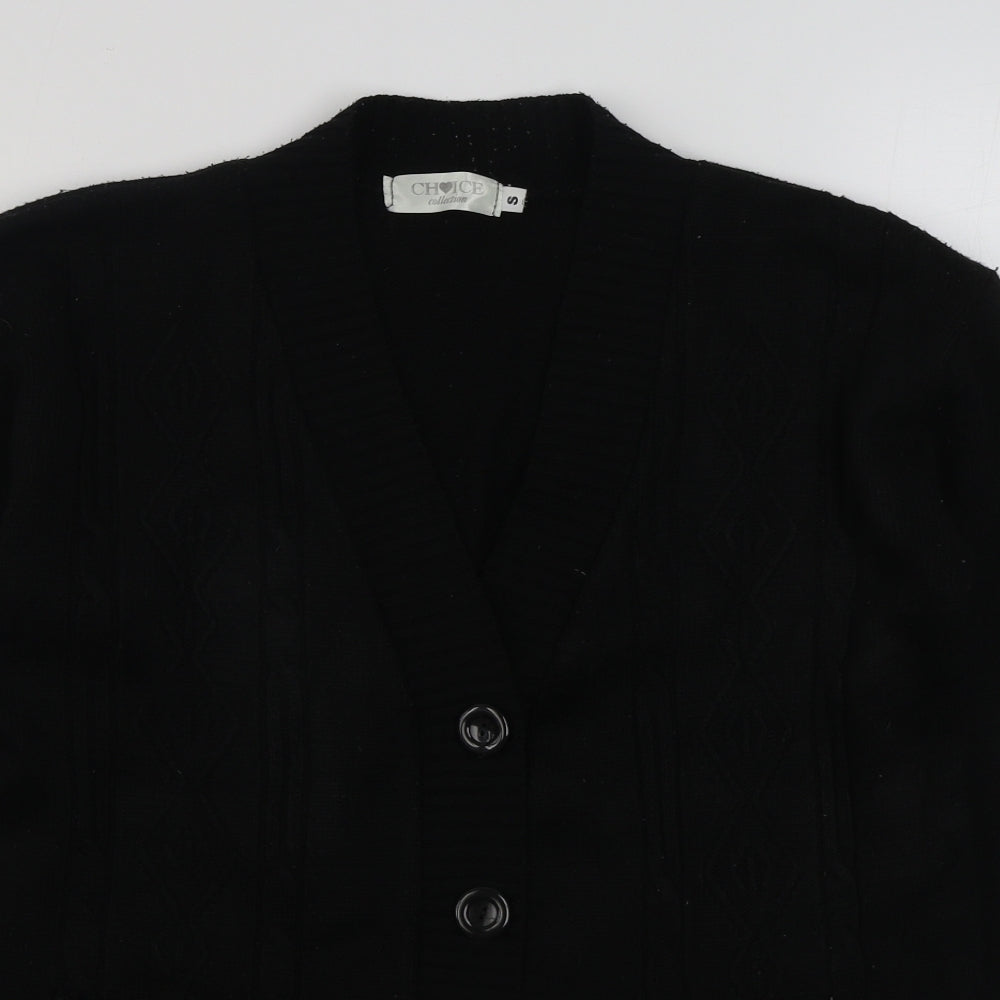 Choice Womens Black V-Neck  Acrylic Cardigan Jumper Size S