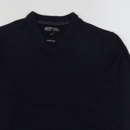 Sandstone & Co Men Mens Blue V-Neck  Acrylic Pullover Jumper Size M