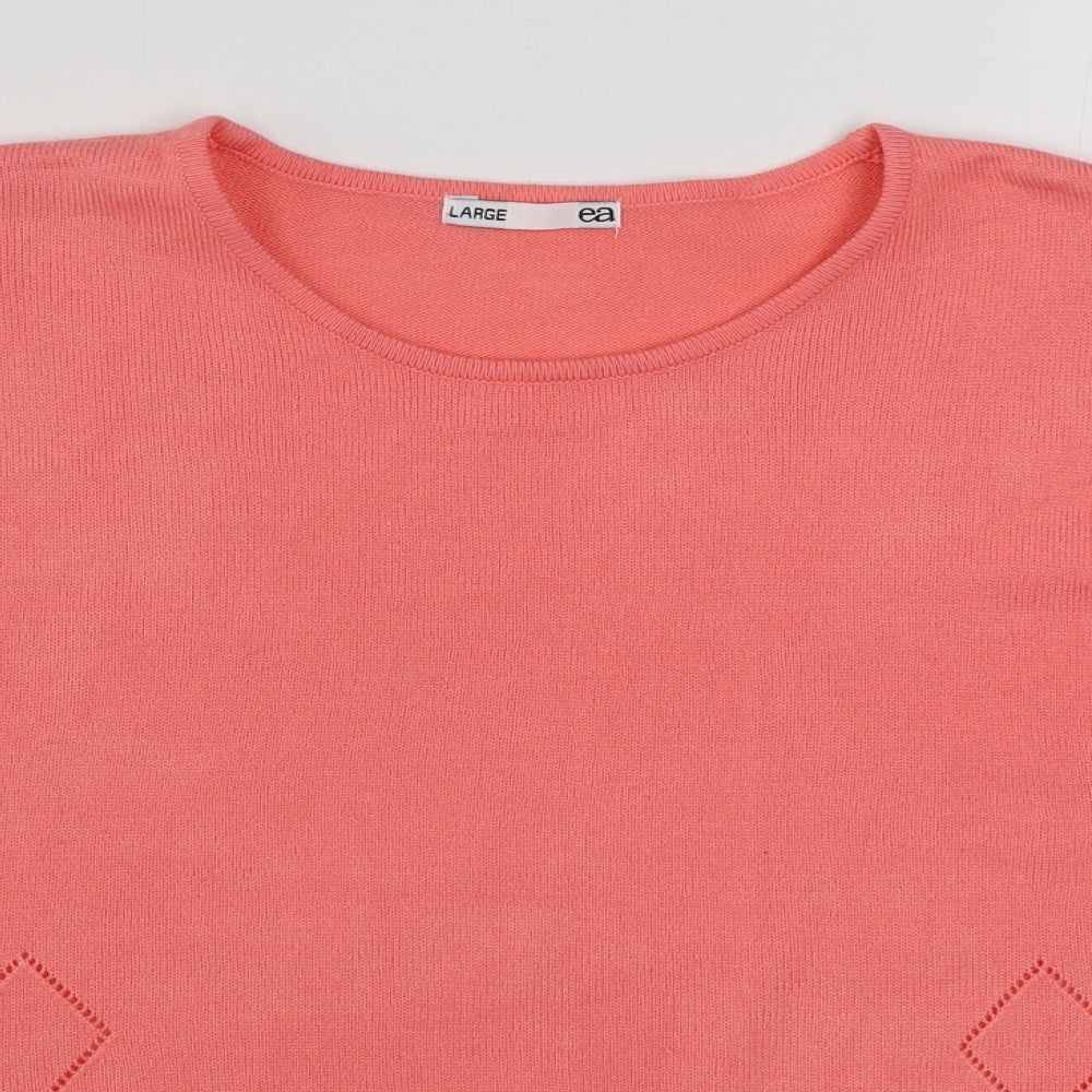 Womens UK Size L EA Pink Pullover Jumper